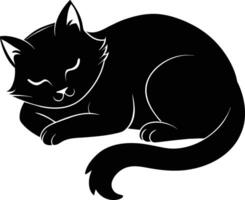 Silent serenity a graceful silhouette of a sleeping cat vector