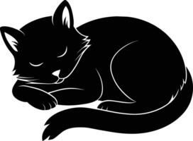 Silent serenity a graceful silhouette of a sleeping cat vector