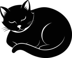 Silent serenity a graceful silhouette of a sleeping cat vector