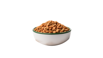 Dry cat food cut out. Isolated food for cat in bowl on transparent background png
