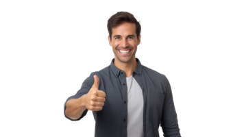 Happy man showing thumb up sign png