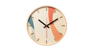 Isolated round wall clock cut out. Modern wall clock on transparent background png