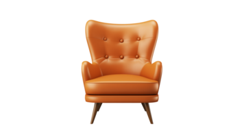 Leather armchair cut out. Isolated modern arm chair on transparent background png