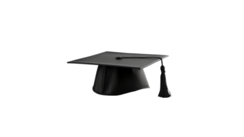 Graduate cap cut out. Black square academic cap on transparent background png