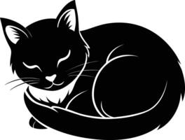 Silent serenity a graceful silhouette of a sleeping cat vector