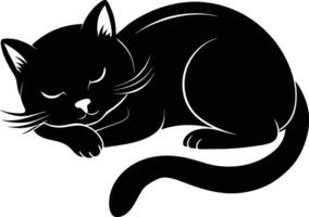 Silent serenity a graceful silhouette of a sleeping cat vector