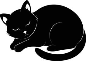 Silent serenity a graceful silhouette of a sleeping cat vector