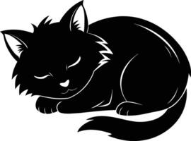 Silent serenity a graceful silhouette of a sleeping cat vector