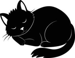 Silent serenity a graceful silhouette of a sleeping cat vector