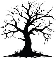 A black and white silhouette of a dead tree vector