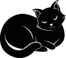 Silent serenity a graceful silhouette of a sleeping cat vector