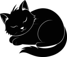 Silent serenity a graceful silhouette of a sleeping cat vector