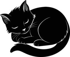 Silent serenity a graceful silhouette of a sleeping cat vector