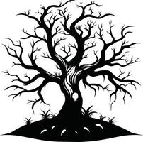 A haunting silhouette of a spooky tree vector