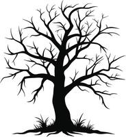 A black and white silhouette of a dead tree vector