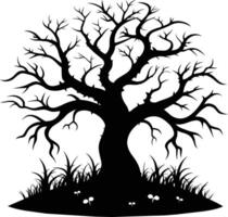 A haunting silhouette of a spooky tree vector