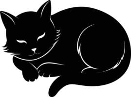 Silent serenity a graceful silhouette of a sleeping cat vector