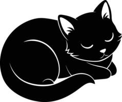 Silent serenity a graceful silhouette of a sleeping cat vector