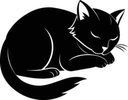 Silent serenity a graceful silhouette of a sleeping cat vector