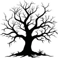 A black and white silhouette of a dead tree vector