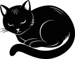 Silent serenity a graceful silhouette of a sleeping cat vector