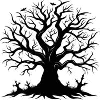 A haunting silhouette of a spooky tree vector