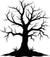 A black and white silhouette of a dead tree vector