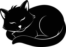 Silent serenity a graceful silhouette of a sleeping cat vector