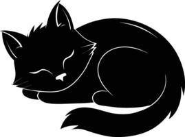 Silent serenity a graceful silhouette of a sleeping cat vector