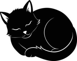 Silent serenity a graceful silhouette of a sleeping cat vector