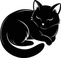 Silent serenity a graceful silhouette of a sleeping cat vector