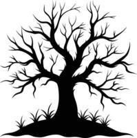 A black and white silhouette of a dead tree vector