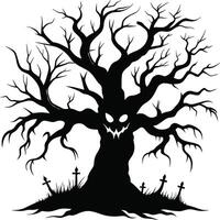 A haunting silhouette of a spooky tree vector