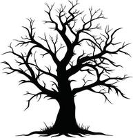 A black and white silhouette of a dead tree vector