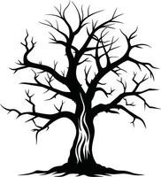 un negro y blanco silueta de un muerto árbol vector