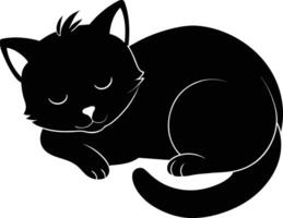 Silent serenity a graceful silhouette of a sleeping cat vector