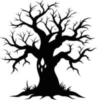 A haunting silhouette of a spooky tree vector