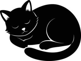 Silent serenity a graceful silhouette of a sleeping cat vector