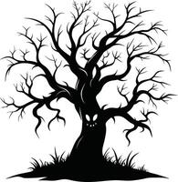 A haunting silhouette of a spooky tree vector