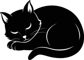 Silent serenity a graceful silhouette of a sleeping cat vector