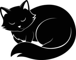 Silent serenity a graceful silhouette of a sleeping cat vector