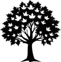 A black and white silhouette of a maple tree vector