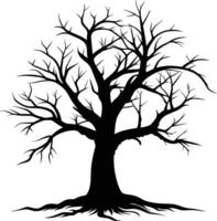 A black and white silhouette of a dead tree vector