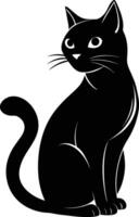 gracia en quietud un silueta de un sentado gato vector