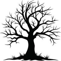 A black and white silhouette of a dead tree vector