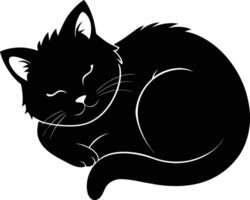 Silent serenity a graceful silhouette of a sleeping cat vector