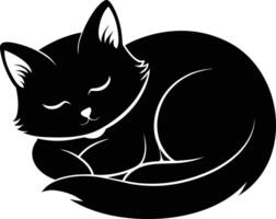 Silent serenity a graceful silhouette of a sleeping cat vector