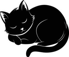 Silent serenity a graceful silhouette of a sleeping cat vector