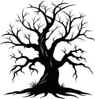 A haunting silhouette of a spooky tree vector