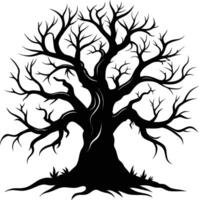 A haunting silhouette of a spooky tree vector